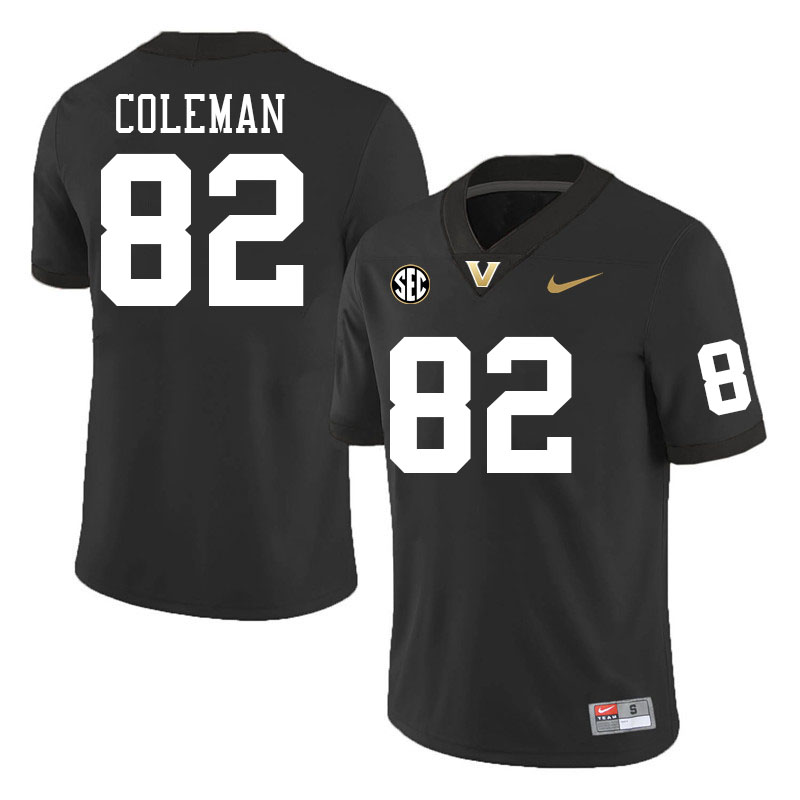 Vanderbilt Commodores #82 Brycen Coleman College Football Jerseys Stitched-Black